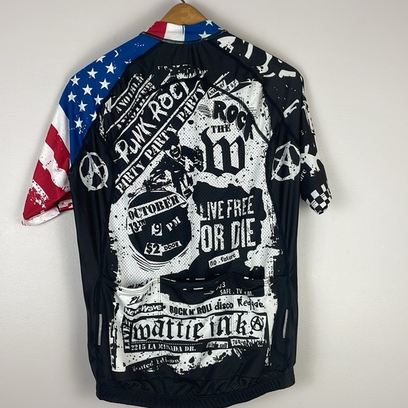 WATTIE INK Men’s Cycling Shirt Jersey SZ Large Made in USA American Flag - Picture 4 of 10
